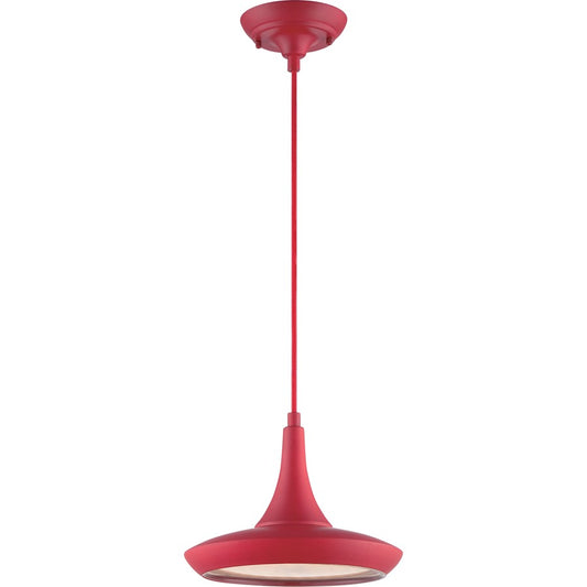 Nuvo Lighting Fantom 10.5in 1-Light LED Pendant | Transitional Red and Frosted Glass | Kitchen Island & Dining Room | 10.5 x 46.62 in | Model 62-447