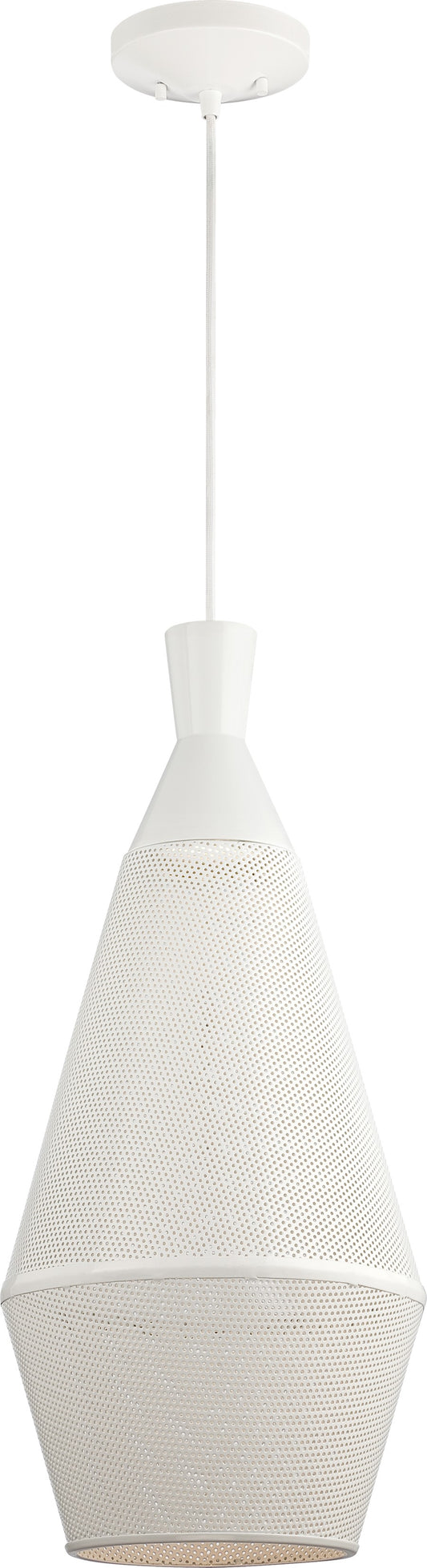 Nuvo Lighting Marx 11in 1-Light Pendant | Transitional Glacier White Metal Perforated Shade | Kitchen Island & Dining Room | 11 x 11 x | Model 62-483