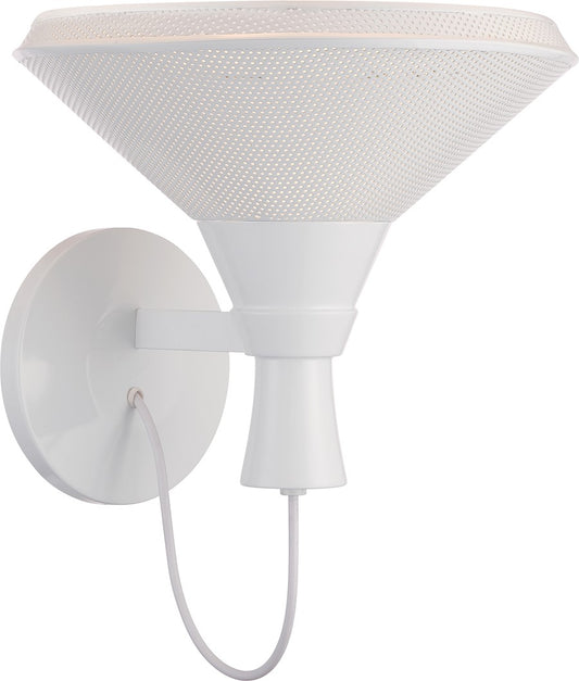 Nuvo Luger 1-Light Wall Sconce | Transitional Glacier White Perforated Metal Shade | Hallway & Bathroom Accent | 860 Lumens 2700K Dimmable | Model 62-484