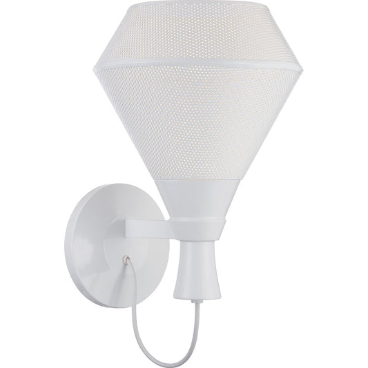 Nuvo Jake 1-Light Wall Sconce | Transitional Glacier White Perforated Metal | Hallway & Bathroom Accent | 860 Lumens, 2700K, Dimmable | Model 62-485