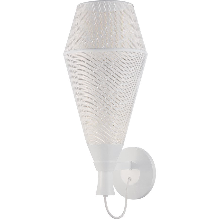 Nuvo Marx 11in 1-Light Wall Sconce | Transitional Glacier White Metal Perforated Shade | Bathroom & Hallway Accent | 11 x 12.5 x 25.25 in | Model 62-486