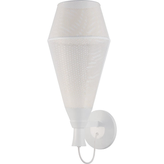 Nuvo Marx 11in 1-Light Wall Sconce | Transitional Glacier White Metal Perforated Shade | Bathroom & Hallway Accent | 11 x 12.5 x 25.25 in | Model 62-486