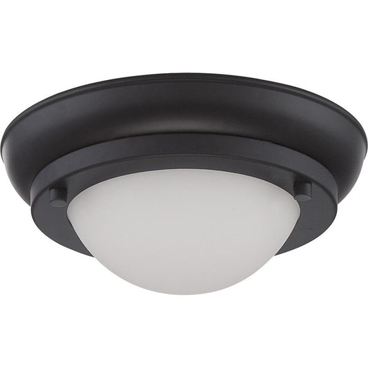 Nuvo Poke 6.5in 1-Light LED Flush Mount | Transitional Aged Bronze and Satin White Glass | Bedroom & Hallway | 6.5 x 2.75 in | Model 62-512