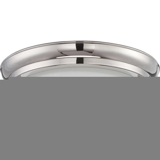 Nuvo Poke 9.62in 1-Light Flush Mount | Transitional Polished Nickel and Satin White Glass | Bathroom & Hallway Ceiling Light | 1150 Lumens | Model 62-516