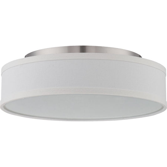 Nuvo Heather 13in 1-Light LED Flush Mount | Transitional Brushed Nickel and Satin White Glass | Damp-Rated Bathroom & Hallway Ceiling Light | Model 62-524