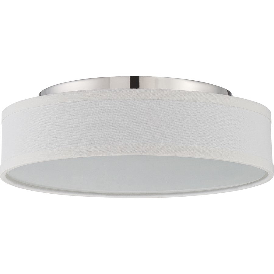 Nuvo Heather 13in 1-Light LED Flush Mount | Transitional Polished Nickel and Satin White Glass | Bathroom & Hallway Ceiling Light | 13 x 13 | Model 62-526