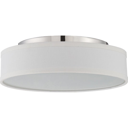 Nuvo Heather 13in 1-Light LED Flush Mount | Transitional Polished Nickel and Satin White Glass | Bathroom & Hallway Ceiling Light | 13 x 13 | Model 62-526