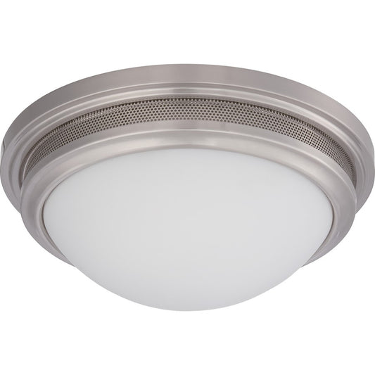 Nuvo Lighting Corry 13.25in 1-Light Flush Mount | Transitional Brushed Nickel and Frosted Glass | Damp-Rated Bathroom & Hallway | 13.25 x | Model 62-534