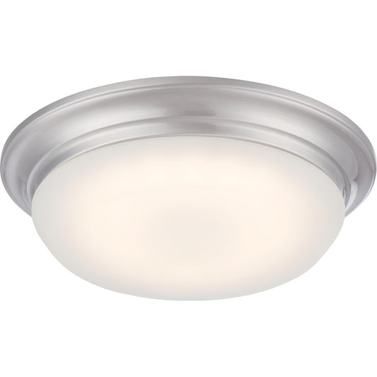 Nuvo Lighting Libby 11in 1-Light LED Flush Mount | Transitional Brushed Nickel and Frosted Glass | Bedroom & Hallway | 11 x 3 in | Model 62-602