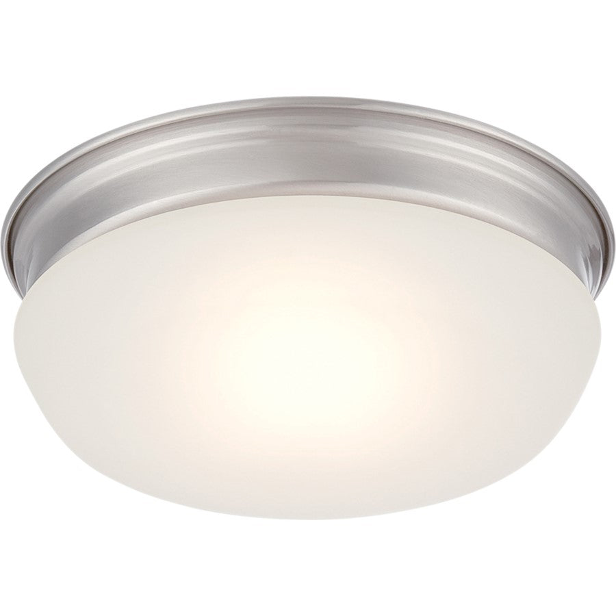 Nuvo Lighting Trevor 7.88in 1-Light Flush Mount | Transitional Brushed Nickel and Frosted Glass | Bedroom & Hallway | 7.88 x 7.88 x 2.88 in | Model 62-603