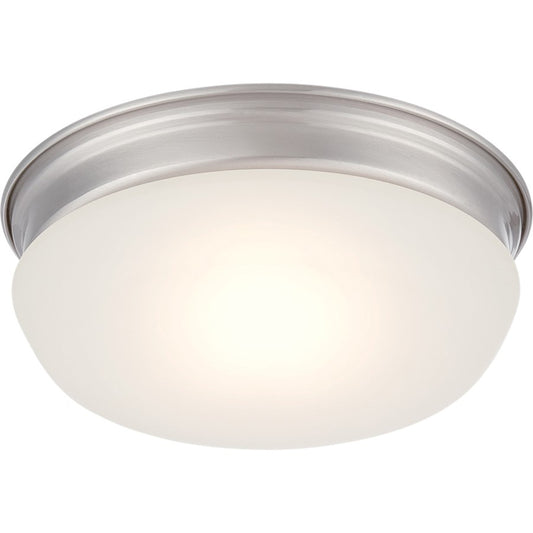 Nuvo Lighting Trevor 7.88in 1-Light Flush Mount | Transitional Brushed Nickel and Frosted Glass | Bedroom & Hallway | 7.88 x 7.88 x 2.88 in | Model 62-603