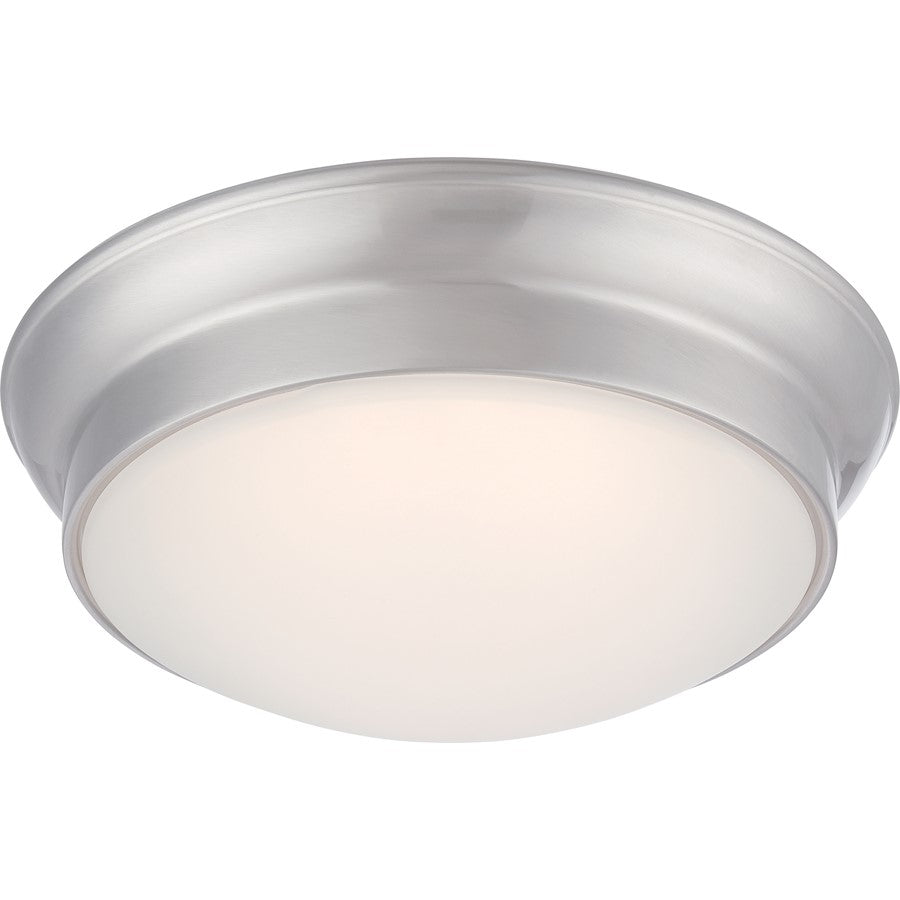 Nuvo Lighting Conrad 12in 1-Light LED Flush Mount | Transitional Brushed Nickel and Frosted Glass | Hallway & Bathroom | 12 x 12 x 4.12 in | Model 62-605