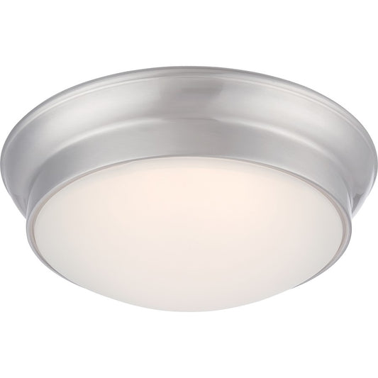 Nuvo Lighting Conrad 12in 1-Light LED Flush Mount | Transitional Brushed Nickel and Frosted Glass | Hallway & Bathroom | 12 x 12 x 4.12 in | Model 62-605