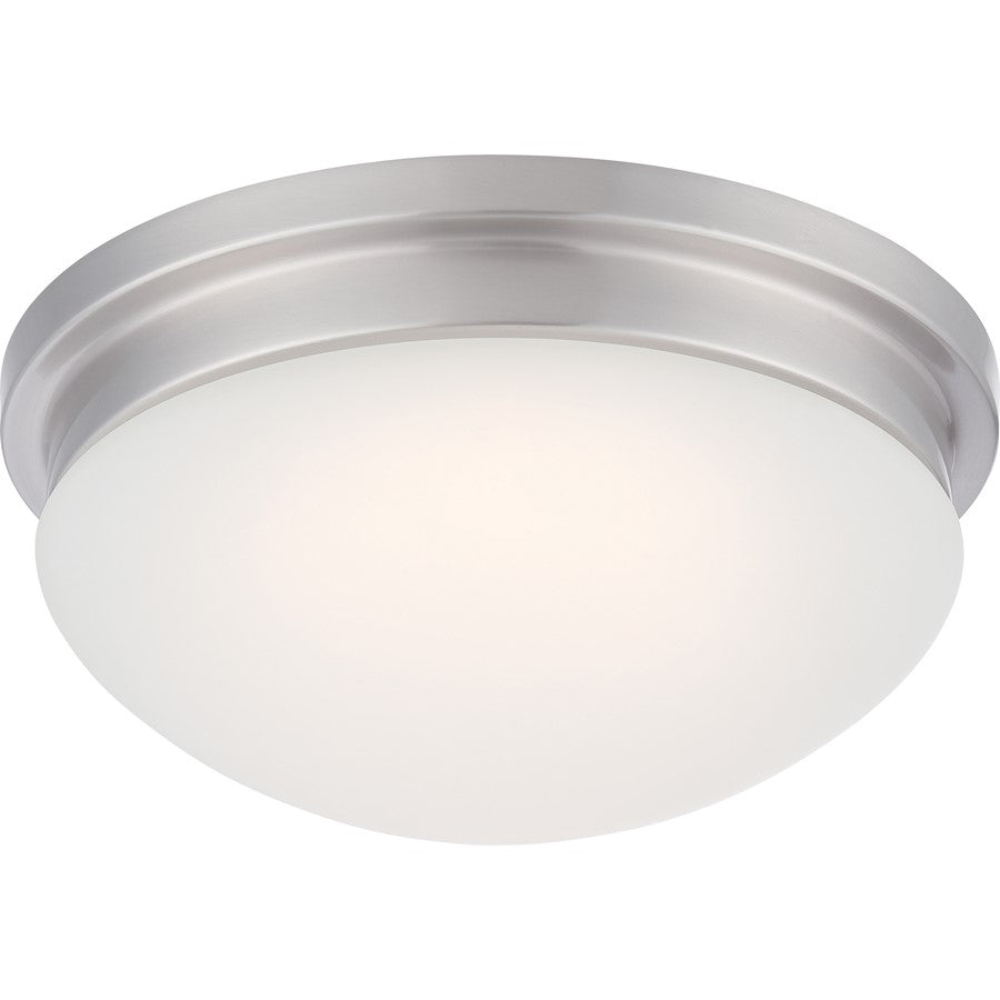 Nuvo Spector 12in 1-Light Flush Mount | Transitional Brushed Nickel and Frosted Glass | Bedroom & Hallway | 11.75 x 5 in | Model 62-606