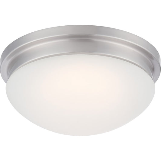 Nuvo Spector 12in 1-Light Flush Mount | Transitional Brushed Nickel and Frosted Glass | Bedroom & Hallway | 11.75 x 5 in | Model 62-606