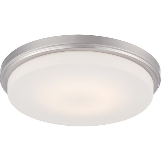 Nuvo Dale 13in 1-Light Flush Mount | Transitional Brushed Nickel and Opal Frosted Glass | Hallway & Bathroom | 13 x 13 x 2 in | Model 62-609