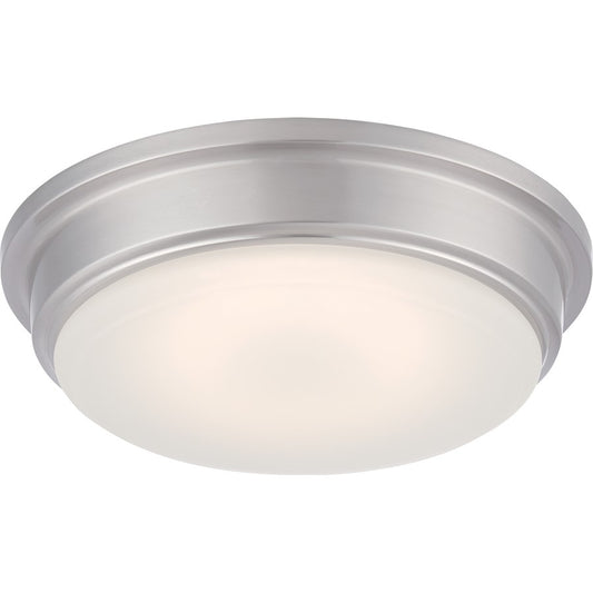 Nuvo Lighting Haley 13in 1-Light LED Flush Mount | Transitional Brushed Nickel and Frosted Glass | Hallway & Bathroom | 13 x 13 x 3.5 in | Model 62-611