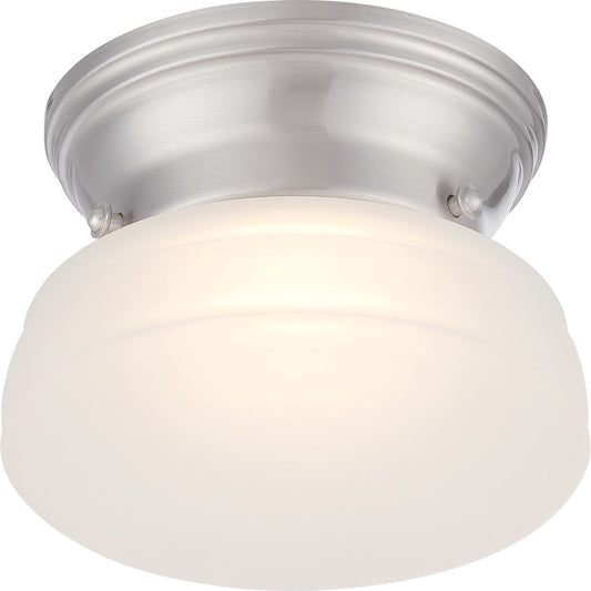 Nuvo Lighting Bogie 6in 1-Light Flush Mount | Transitional Brushed Nickel and Frosted Glass | Hallway & Bathroom | 6 x 6 x 4.25 in | Model 62-612