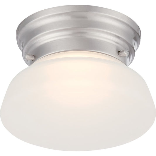 Nuvo Lighting Bogie 6in 1-Light Flush Mount | Transitional Brushed Nickel and Frosted Glass | Bedroom & Hallway Ceiling Light | 510 Lumens | Model 62-614