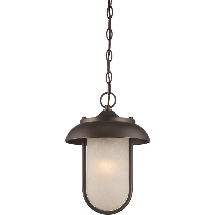 Nuvo Tulsa 10in 1-Light Outdoor Hanging Lantern | Transitional Mahogany Bronze and Satin Amber Glass | Covered Patios & Entryways | 10 x 10 | Model 62-675