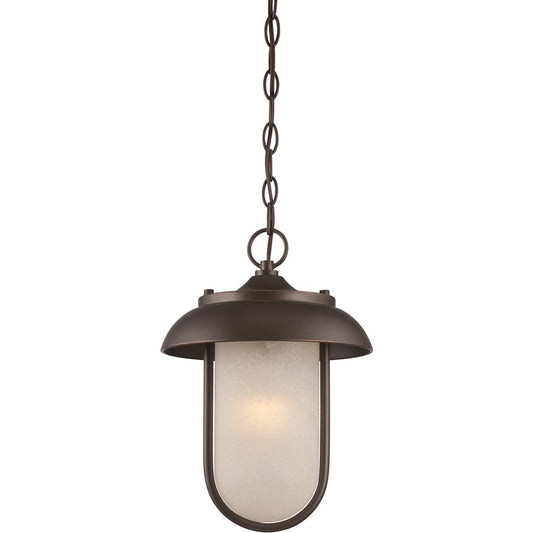 Nuvo Tulsa 10in 1-Light Outdoor Hanging Lantern | Transitional Mahogany Bronze and Satin Amber Glass | Covered Patios & Entryways | 10 x 10 | Model 62-675