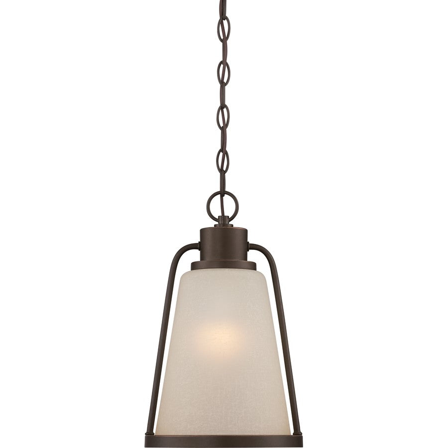 Nuvo Tolland 9in 1-Light Outdoor Pendant | Transitional Mahogany Bronze and Champagne Glass | Covered Patio & Entryway | 9 x 9 x 14.75 in | Model 62-685