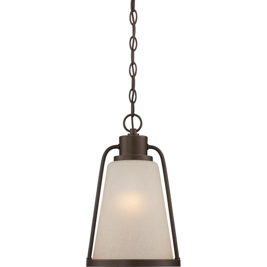 Nuvo Tolland 9in 1-Light Outdoor Pendant | Transitional Mahogany Bronze and Champagne Glass | Covered Patio & Entryway | 9 x 9 x 14.75 in | Model 62-685