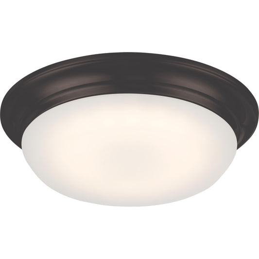 Nuvo Lighting Libby 11in 1-Light LED Flush Mount | Transitional Aged Bronze and Frosted Glass | Hallway & Bathroom | 11 x 3 in, 1150 Lumens | Model 62-702