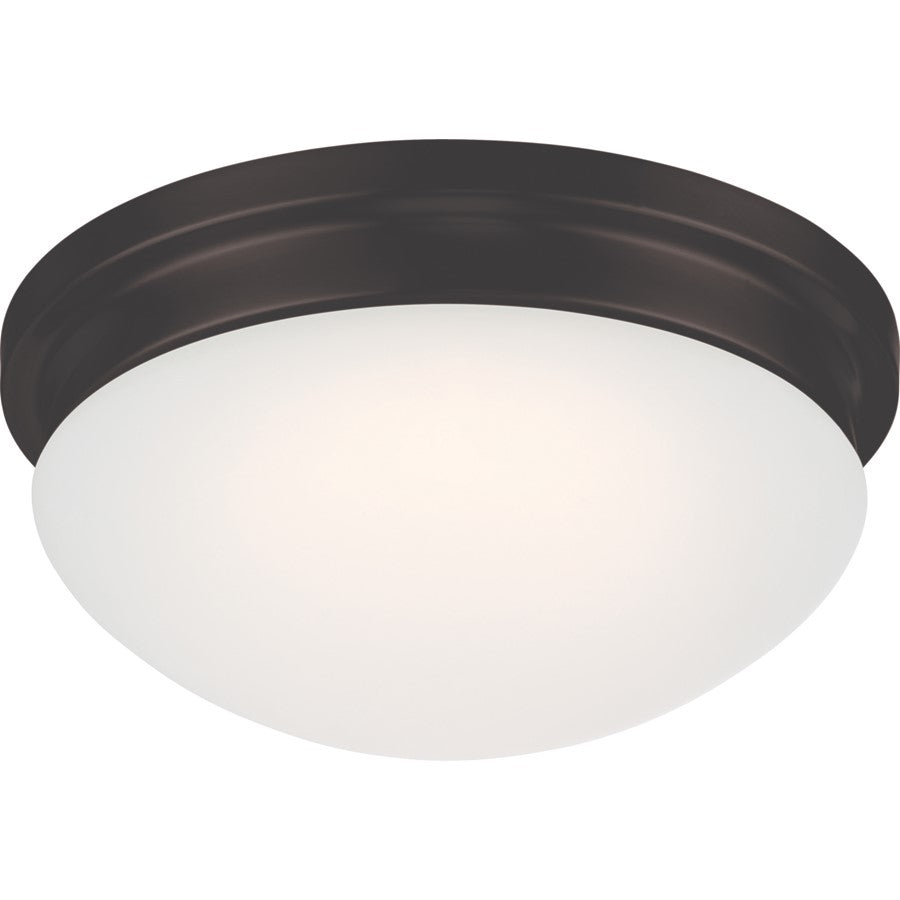 Nuvo Lighting Spector 12in 1-Light LED Flush Mount | Transitional Aged Bronze and Frosted Glass | Bedroom & Hallway | 11.75 x 5 in | Model 62-706