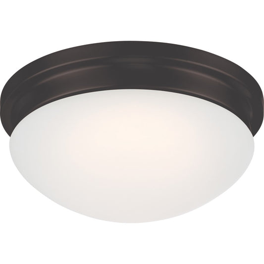 Nuvo Lighting Spector 12in 1-Light LED Flush Mount | Transitional Aged Bronze and Frosted Glass | Bedroom & Hallway | 11.75 x 5 in | Model 62-706