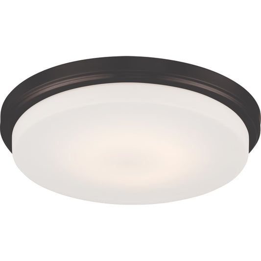 Nuvo Lighting Dale 13in 1-Light LED Flush Mount | Transitional Aged Bronze and Opal Frosted Glass | Bedroom & Hallway | 13 x 13 x 2 in | Model 62-709