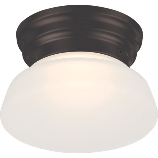 Nuvo Lighting Bogie 6in 1-Light Flush Mount | Transitional Aged Bronze and Frosted Glass | Hallway & Bathroom | 6 x 6 x 4.25 in | Model 62-714