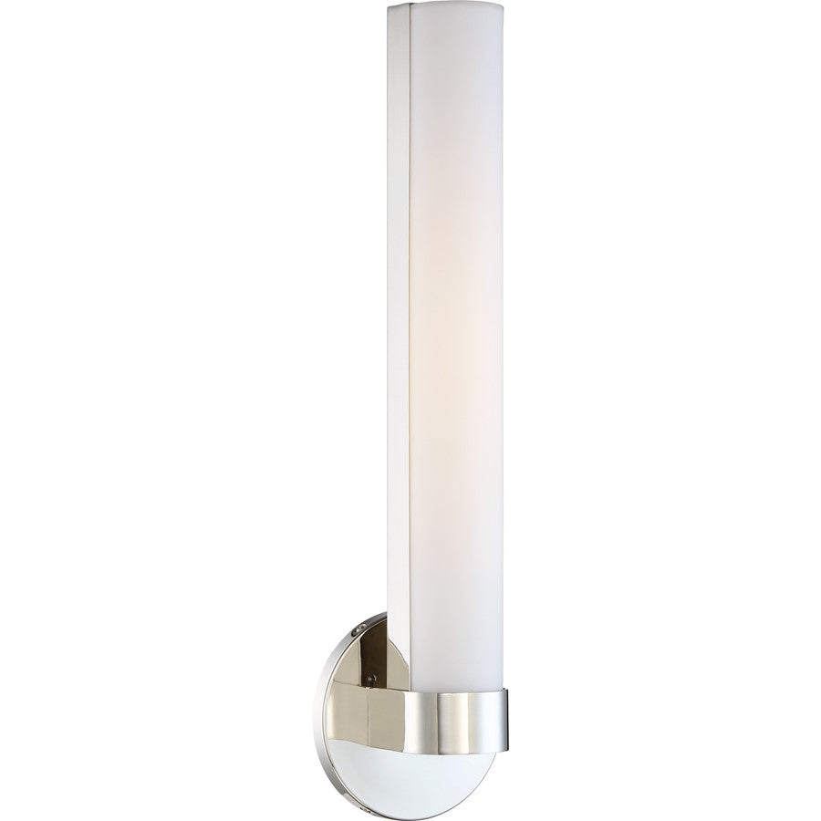 Nuvo Lighting Bond 19.5in 1-Light LED Vanity | Transitional Polished Nickel and White Acrylic | Bathroom Vanity Light | 6 x 19.5 x 4 in | Model 62-723