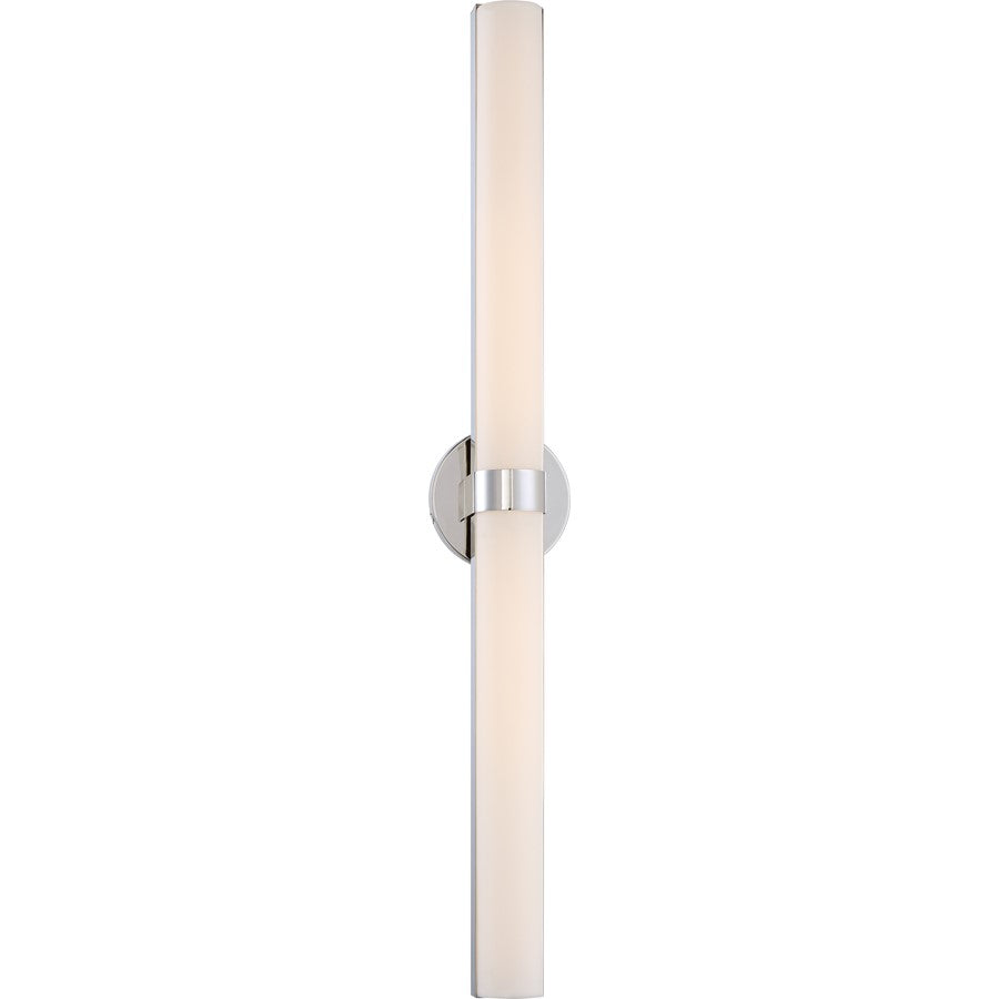 Nuvo Bond 37-3/8in 2-Light LED Vanity | Transitional Polished Nickel and White Acrylic | Bathroom Vanity Light | 6 x 37.375 x 4 in | Model 62-724