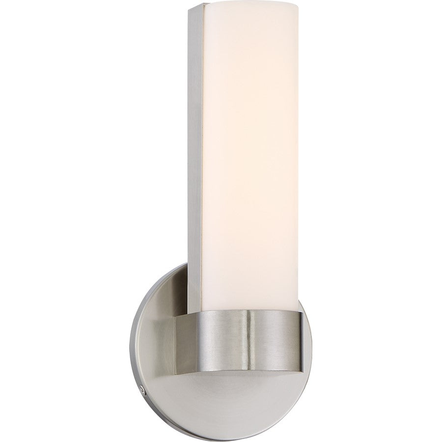 Nuvo Bond 9.5in 1-Light LED Vanity | Transitional Brushed Nickel and White Acrylic | Bathroom Vanity Light | 2.67 x 9.5 x 4 in | Model 62-731