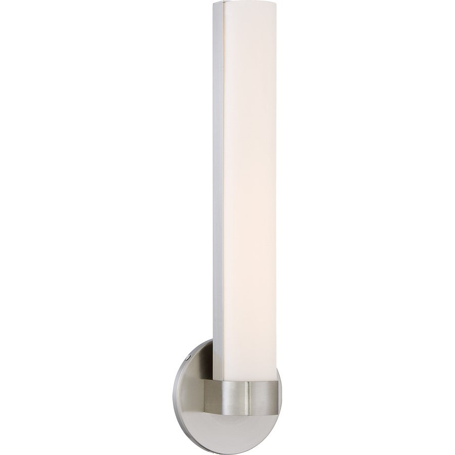 Nuvo Lighting Bond 19.5in 1-Light LED Vanity | Transitional Brushed Nickel and White Acrylic | Bathroom Vanity | 6 x 19.5 x 4 in | Model 62-733