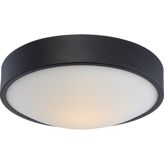 Nuvo Lighting Perk 13in 1-Light Flush Mount | Transitional Aged Bronze and White Glass | Bathroom & Hallway | 13 x 13 x 3.94 in | Model 62-776