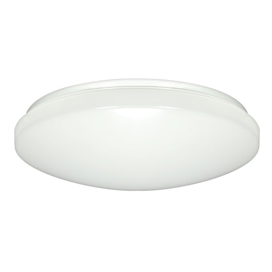 Nuvo 14in 1-Light LED Flush Mount | Utility White Acrylic | Hallway & Bathroom Ceiling Light | 1200 Lumens 3000K Dimmable | Model 62-796