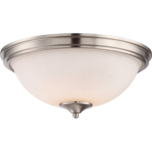 Nuvo Lighting Tess 18in 1-Light LED Flush Mount | Modern Brushed Nickel and White Acrylic | Bedroom & Hallway Ceiling Light | 7 in H, 1430 | Model 62-809
