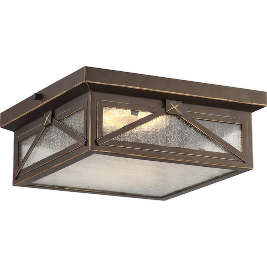 Nuvo Lighting Signal 12in 1-Light Outdoor Flush Mount | Industrial Umber Bay Metal | Covered Patio & Entryway | 12 x 12 x 4 in | Model 62-813