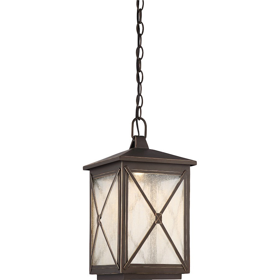 Nuvo Lighting Roxton 1-Light Outdoor Hanging Lantern | Umber Bay Finish | Covered Patio & Entryway | 8 x 8 x 16 in, 1030 Lumens, 3000K | Model 62-814