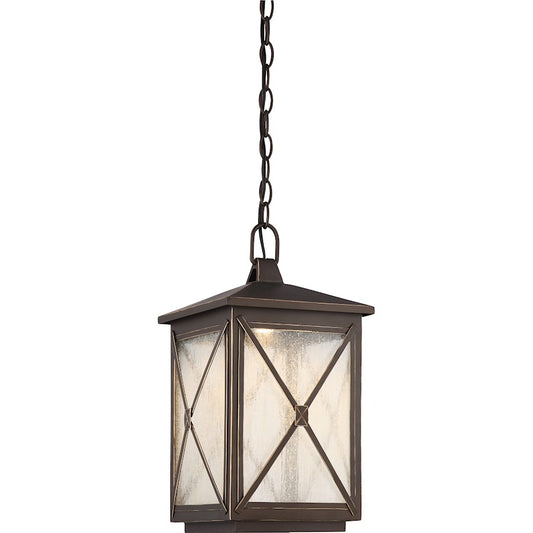 Nuvo Lighting Roxton 1-Light Outdoor Hanging Lantern | Umber Bay Finish | Covered Patio & Entryway | 8 x 8 x 16 in, 1030 Lumens, 3000K | Model 62-814