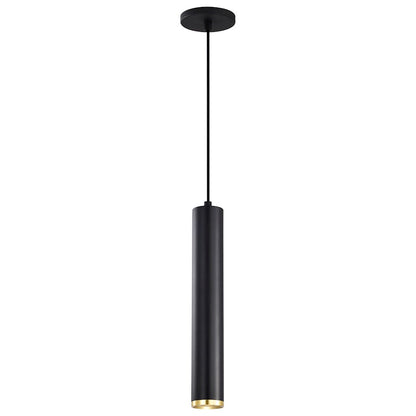 Nuvo Lighting Century 16in 1-Light LED Pendant | Contemporary Matte Black and Brushed Brass Aluminum with Clear Acrylic Lens | Kitchen | Model 62-818
