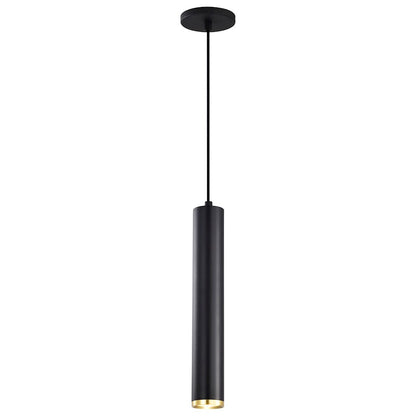 Nuvo Lighting Century 16in 1-Light LED Pendant | Contemporary Matte Black and Brushed Brass Aluminum with Clear Acrylic Lens | Kitchen | Model 62-818