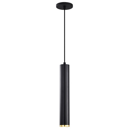 Nuvo Lighting Century 16in 1-Light LED Pendant | Contemporary Matte Black and Brushed Brass Aluminum with Clear Acrylic Lens | Kitchen | Model 62-818