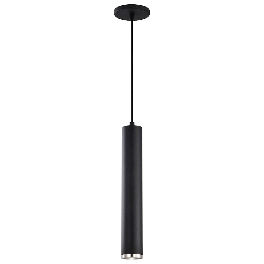 Nuvo Century 16in 1-Light LED Pendant | Contemporary Matte Black and Brushed Nickel Aluminum | Kitchen Island & Dining Room | 2 x 2 x 16 | Model 62-819