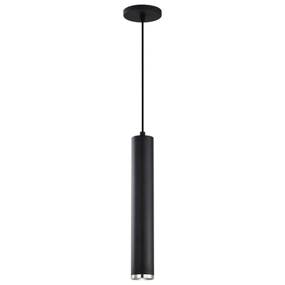 Nuvo Century 16in 1-Light LED Pendant | Contemporary Matte Black and Brushed Nickel Aluminum | Kitchen Island & Dining Room | 2 x 2 x 16 | Model 62-819
