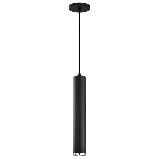 Nuvo Century 16in 1-Light LED Pendant | Contemporary Matte Black and Brushed Nickel Aluminum | Kitchen Island & Dining Room | 2 x 2 x 16 | Model 62-819