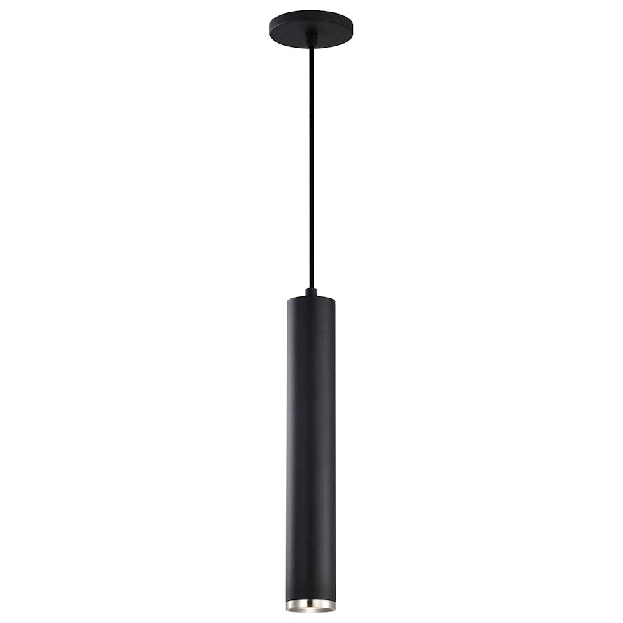 Nuvo Century 16in 1-Light LED Pendant | Contemporary Matte Black and Brushed Nickel Aluminum | Kitchen Island & Dining Room | 2 x 2 x 16 | Model 62-819