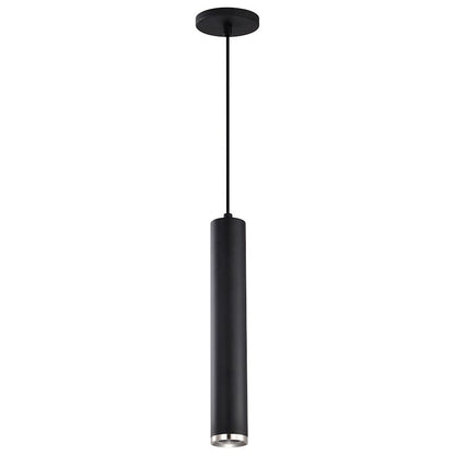 Nuvo Century 16in 1-Light LED Pendant | Contemporary Matte Black and Brushed Nickel Aluminum | Kitchen Island & Dining Room | 2 x 2 x 16 | Model 62-819